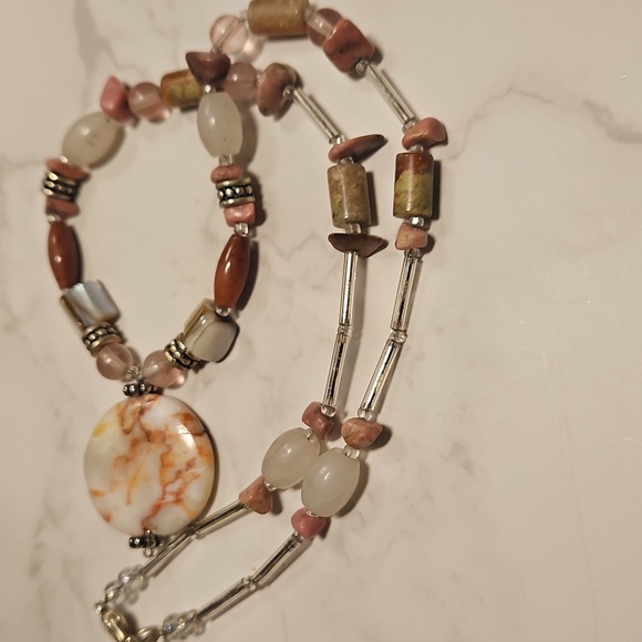 Handcrafted Rhodonite Multi-Stone Necklace - Picture 2 of 3